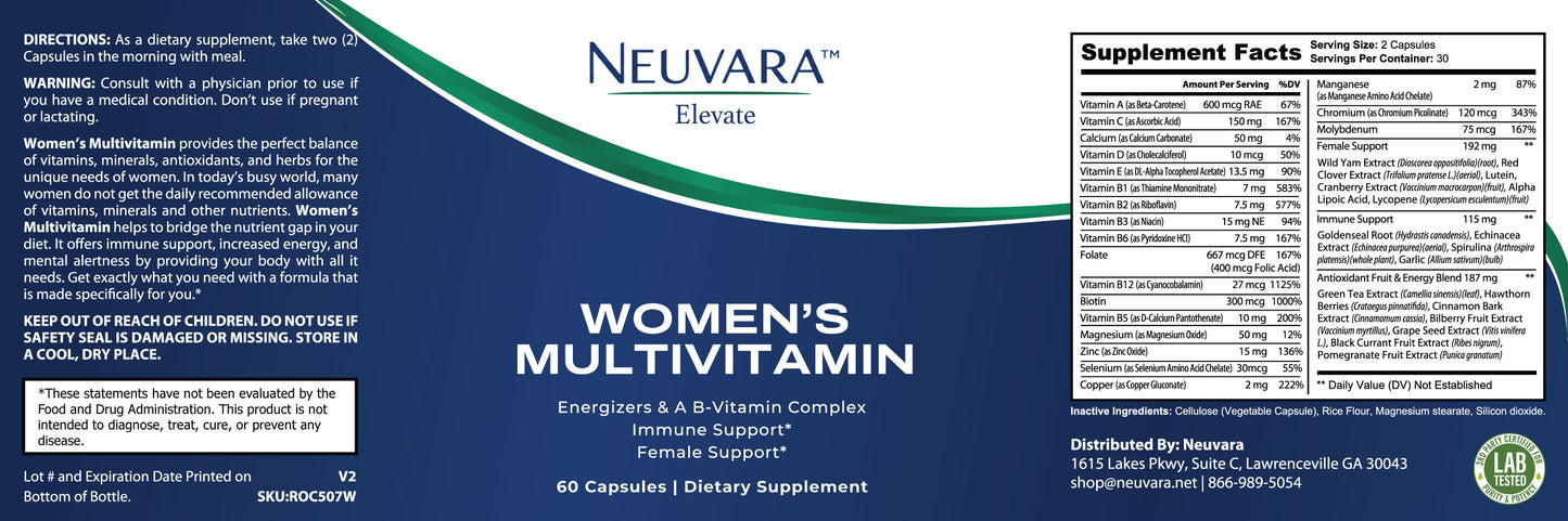 neuvara elevate - women's multivitamin for energy & immunity