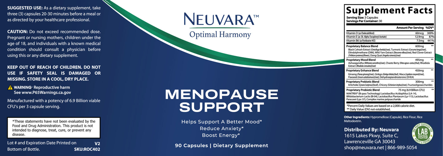 neuvara optimal harmony — menopause support supplement | black cohosh, wild yam & dim